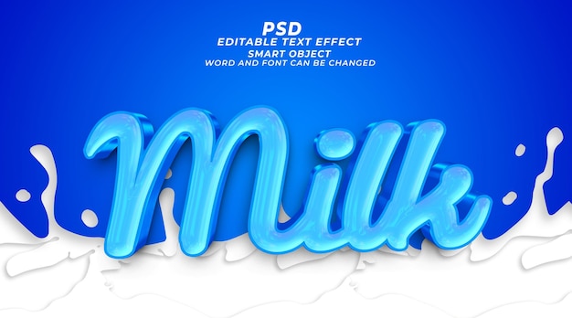 Milk 3d editable text effect photoshop template