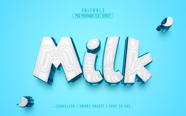 Milk 3D premium editable text effect style with background