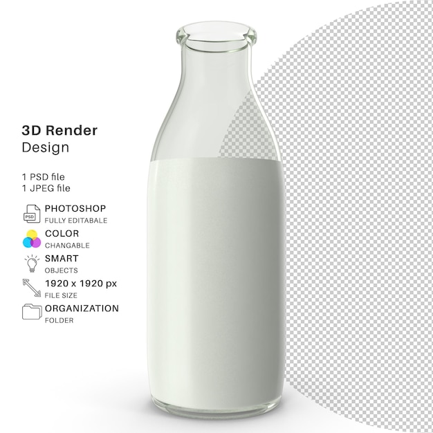 Milk Bottle 3D Modeling PSD File Realistic Milk Bottle