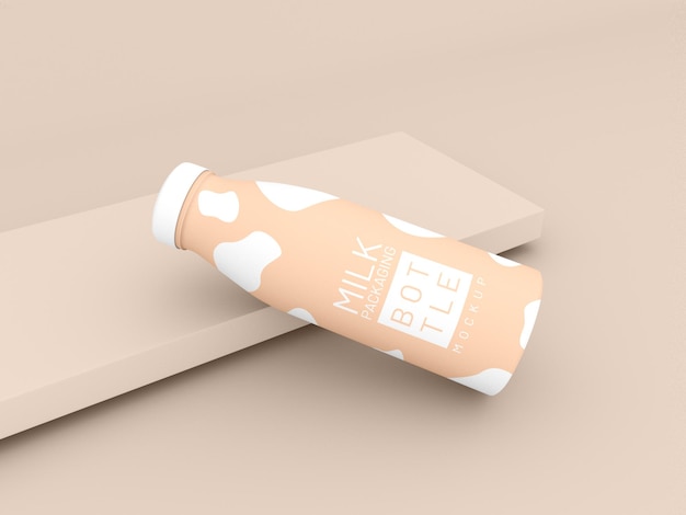 Milk bottle packaging mockup