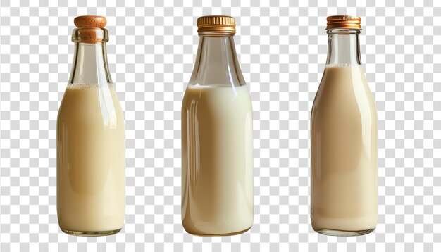 PSD milk bottles on transparent background png