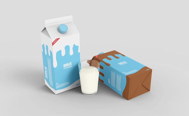 Milk carton box packaging mockup