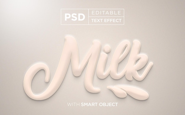 PSD milk editable text effect food typography mockup template design