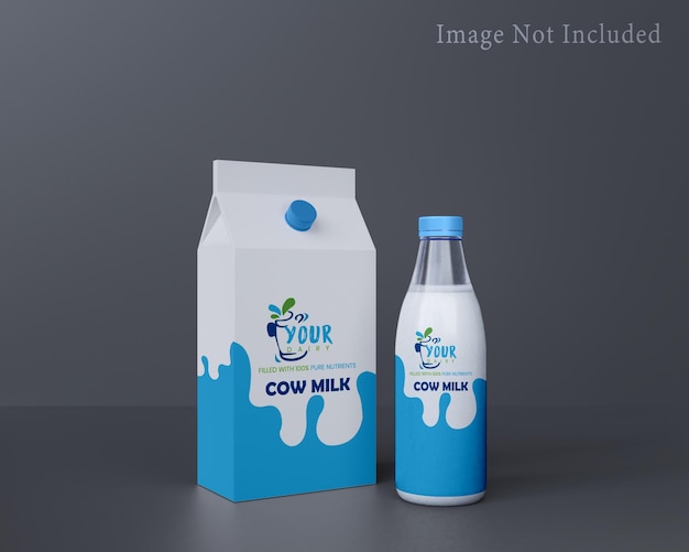 Milk packaging box and Bottle mockup