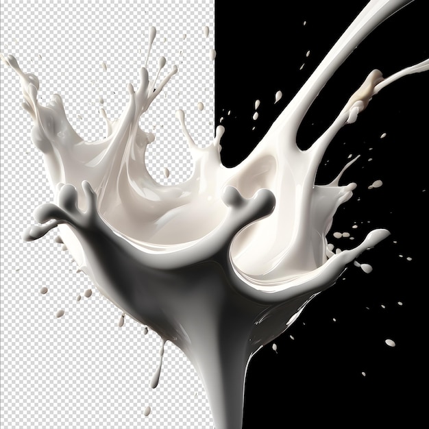 Milk splash 3d render isolated transparent background high quality