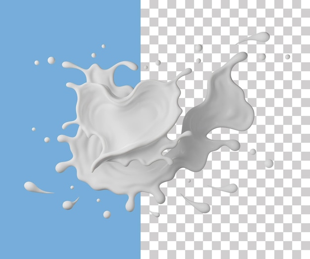 Milk  splash to heart valentine concept with clipping path , 3D Rendering, 3D illustration pre