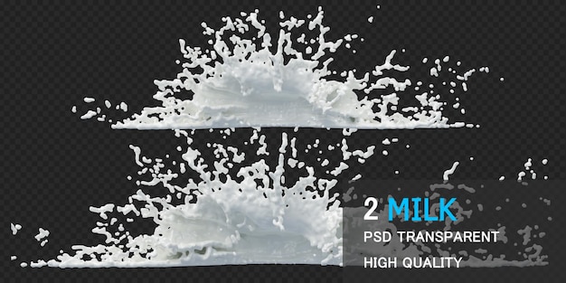 Milk splash with droplets isolated design Premium Psd