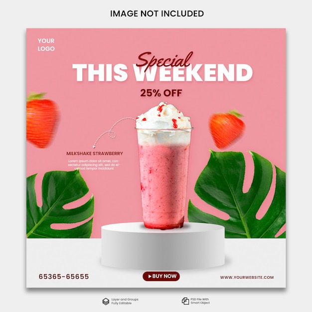 milkshake drink menu social media instagram post banner