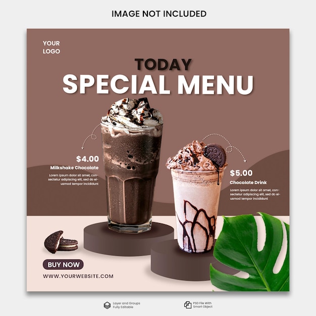 milkshake drink menu social media instagram post banner