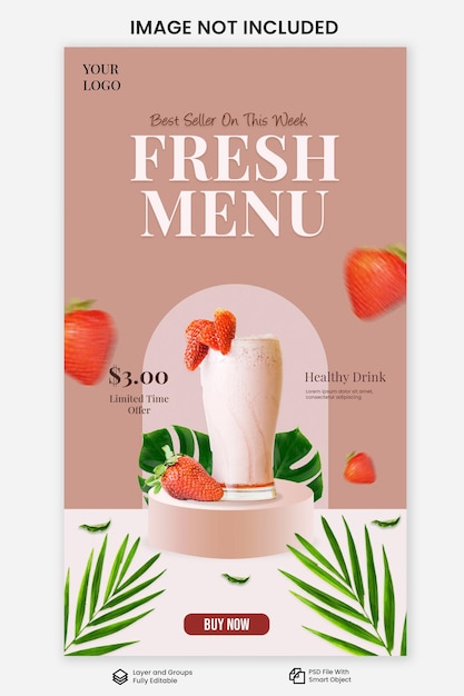 milkshake drink menu social media instagram story post banner