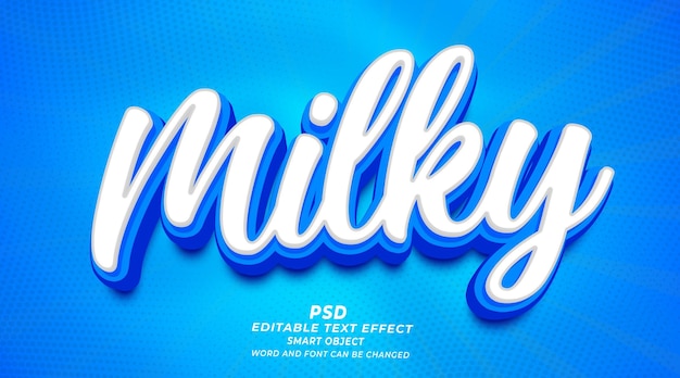 Milky 3d editable photoshop text effect style with premium background