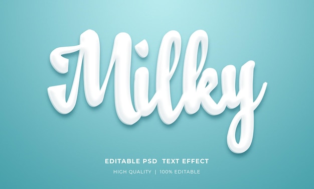 PSD milky editable text style effect mockup template