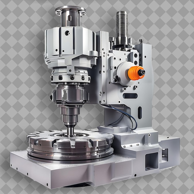 PSD milling machine with grey steel body a tool used to shape an png tool on clean background