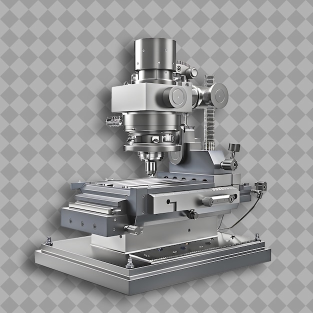 PSD milling machine with grey steel body a tool used to shape an png tool on clean background