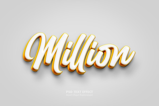 Million gold 3d text effect with gray background