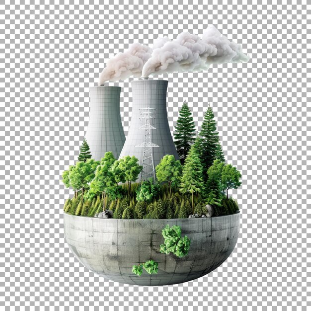 PSD mills and factories polluting the environment on transparent background ai generated