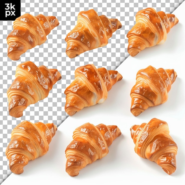 Mini Croissants Isolated on Transparent Background