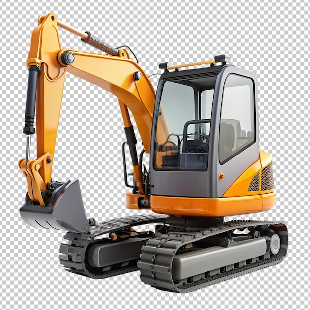 PSD mini excavator on transparent background