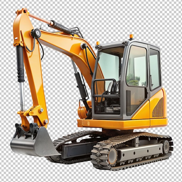 PSD mini excavator on transparent background