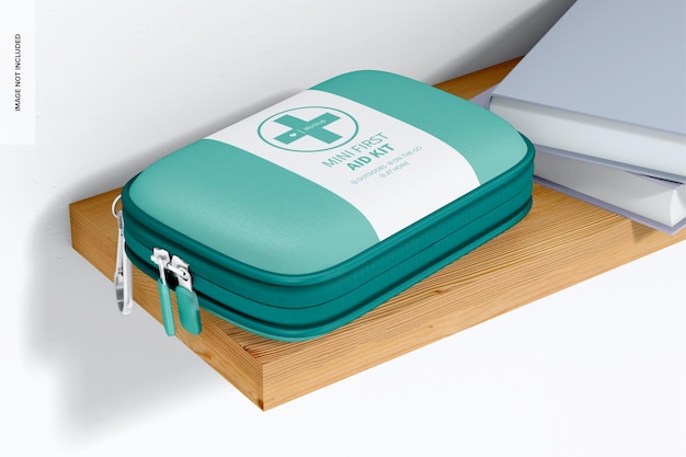 Mini First Aid Kit Mockup, on Shelf