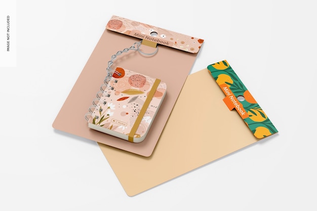 Mini Notebook with Keychain Mockup