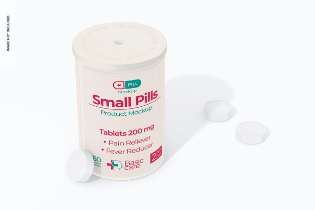 Mini Pills Bottle Mockup High Angle View