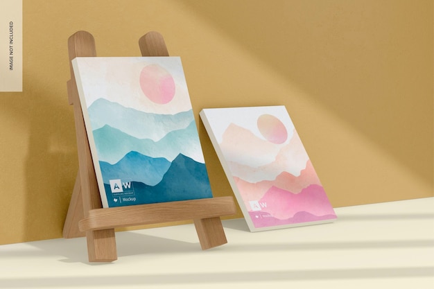 Mini Table Easel Mockup Leaned