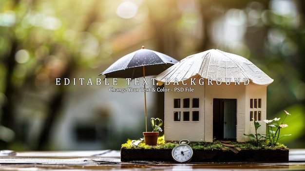 Miniature House with Umbrella Protection