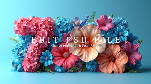 Minimal 3D number 1 decorated with flower pastel background