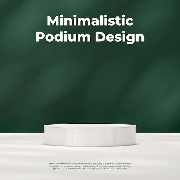 Minimal 3d rendering mockup template of white podium in square with green background