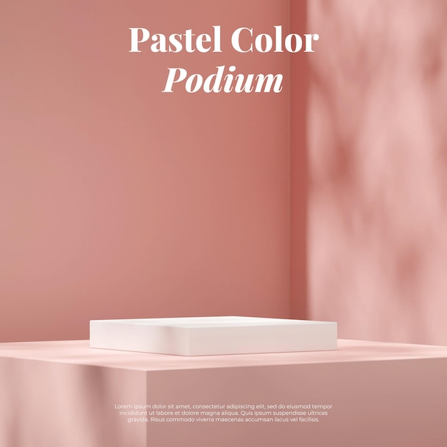 Minimal 3d rendering mockup template white podium in square with pink wall background