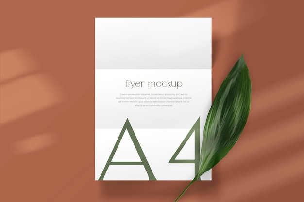 PSD minimal a4 letterhead flyer green leaves psd mockup