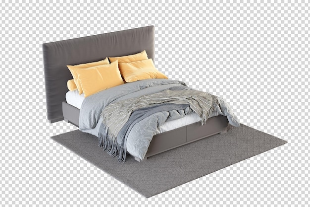 Minimal bed in 3d rendering isolated