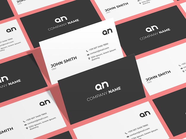 Minimal Business Card Mockup From Top Angled View