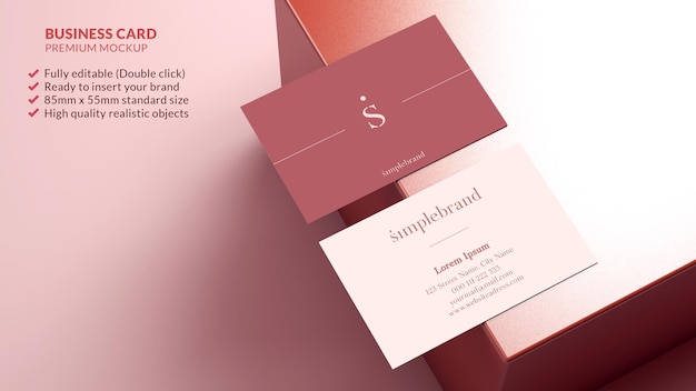 Minimal business card mockup on a textured surface