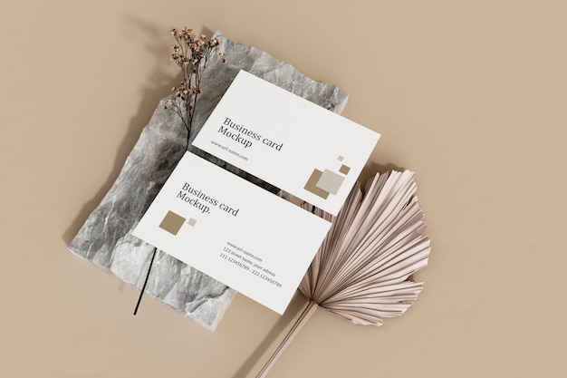 Minimal business card with flower mockup mockup