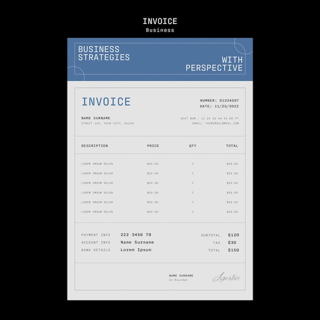 PSD minimal business concept invoice template