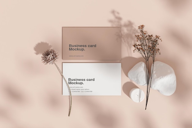 Minimal card with floral mockup