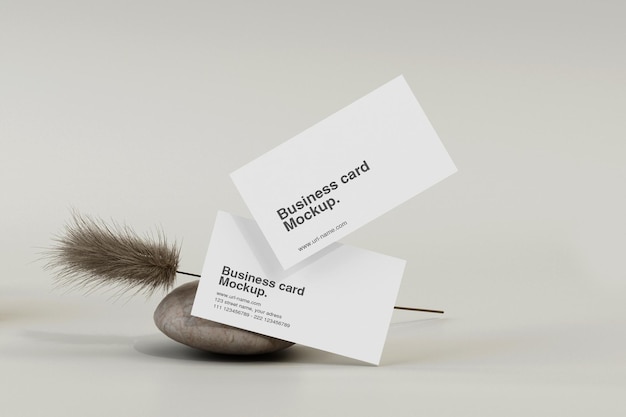 Minimal card with pampas grass and rock mockup