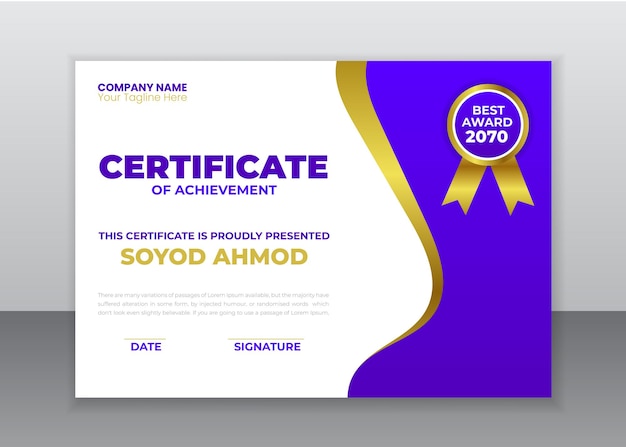 Minimal Certificate Design Template