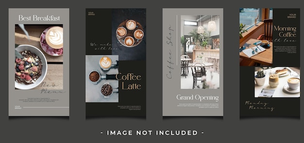 minimal coffe cafe style instagram story set