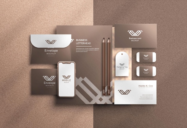 Minimal corporate stationary branding identity mockup