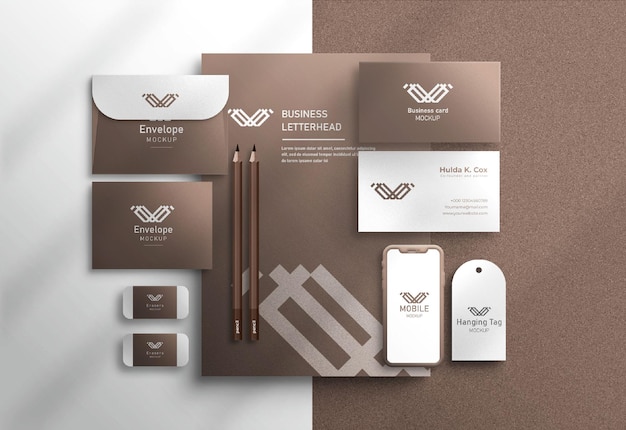 Minimal corporate stationary branding identity mockup