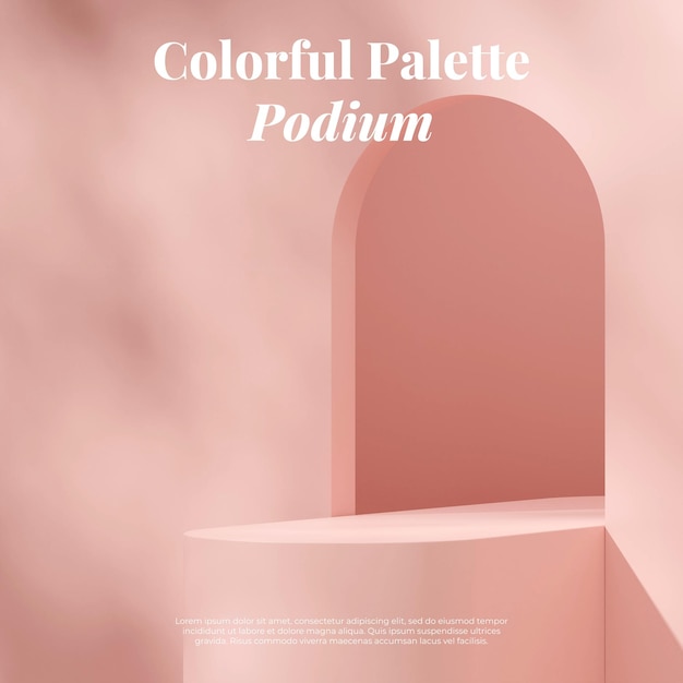 Minimal decor product podium 3d rendering mockup in square with pink monochrome scene color