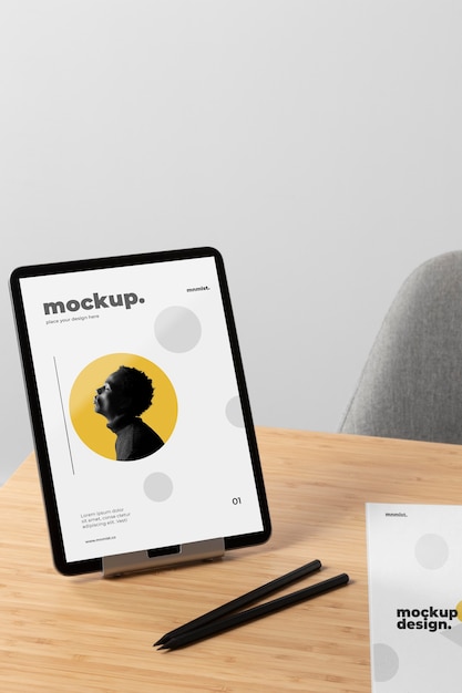 Minimal desktop workspace mock-up design