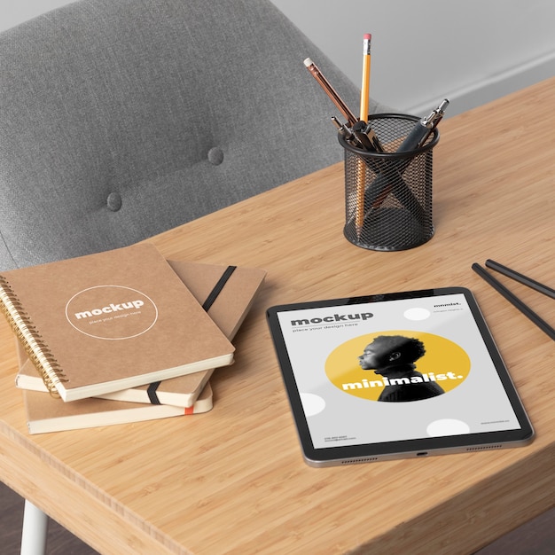 Minimal desktop workspace mock-up design