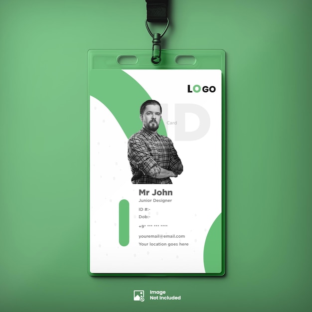 PSD minimal employee id card mockup clean and professional design psd file streamlined employee id card