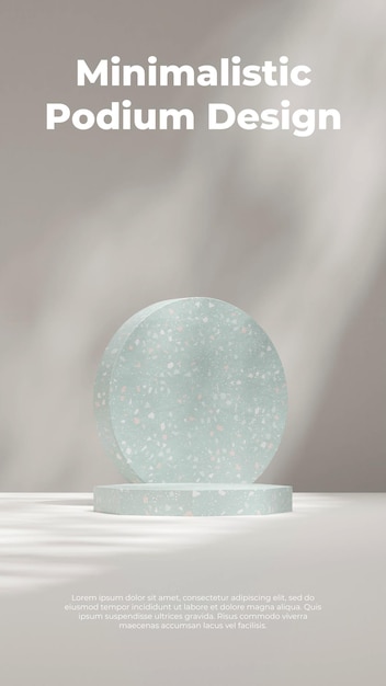 Minimal empty mockup scene 3d rendering template of green terrazzo in portrait with gobo light