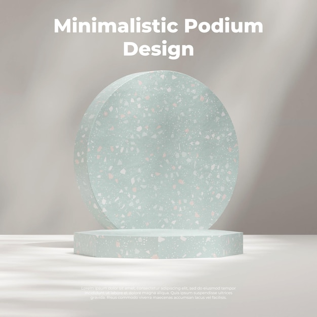 Minimal empty mockup scene 3d rendering template of green terrazzo in square with gobo light