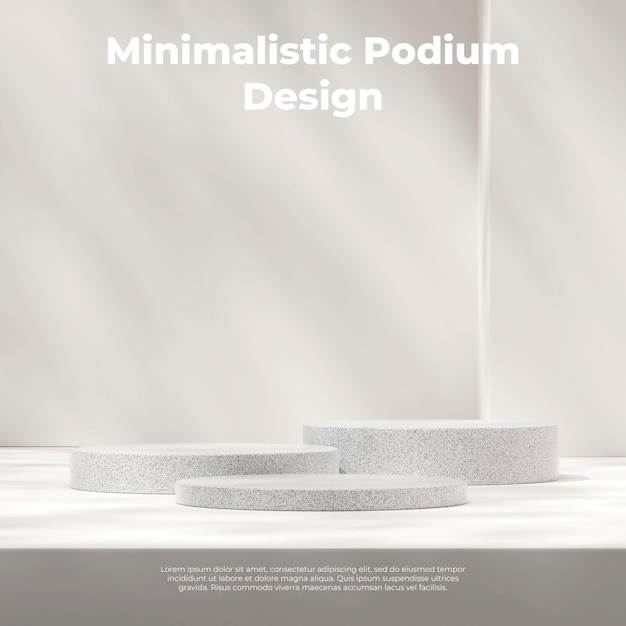 Minimal empty scene 3d rendering mockup granite texture podium product in square white background